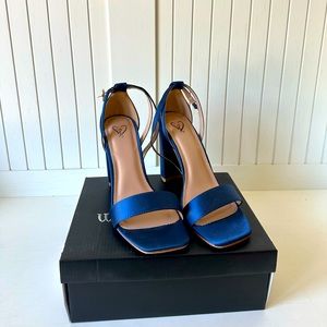 Navy Satin High Heels (Windsor)